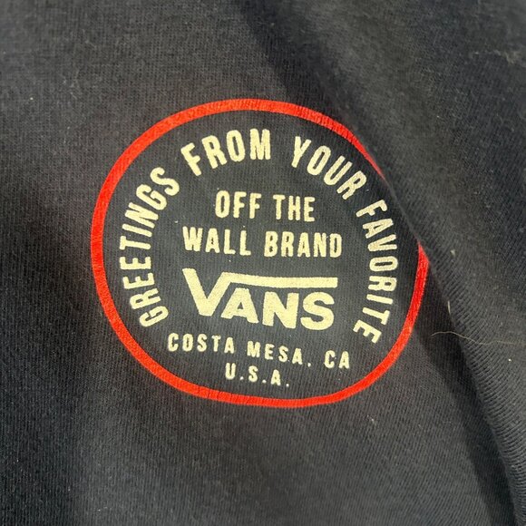 Vans Greetings From Your Off the Wall Brand Navy Lightweight Hoodie Size L GUC - Picture 2 of 10